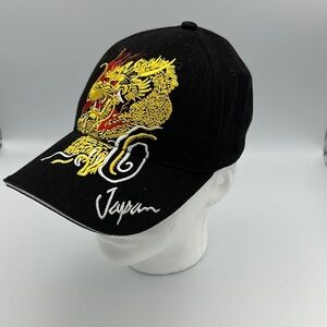 Japanese Pattern Hat Embroidery Golden Dragon 3D design One Size